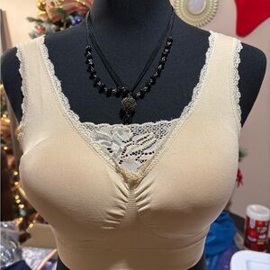 Litthing Beige Lace Trim Bra - Size S